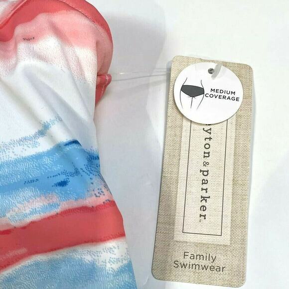 Peyton Parker Tank Swimsuit Womens XXL Stripe One Piece Swimwear White Blue NWT - Picture 9 of 10